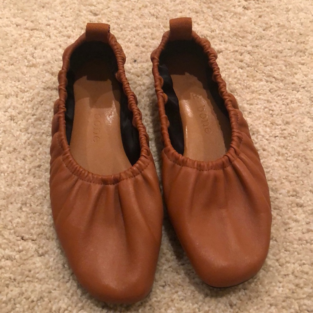 Rag & Bone Elly Cognac Leather Ballet Flat Sz 37.5